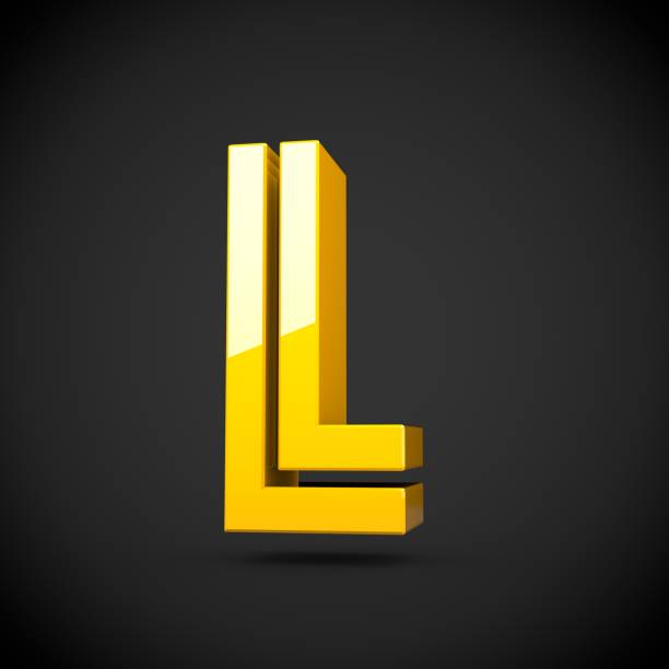 istock Yellow retro letter L uppercase isolated on black background 688553626