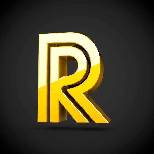 istock Yellow retro letter R uppercase isolated on black background 688554398