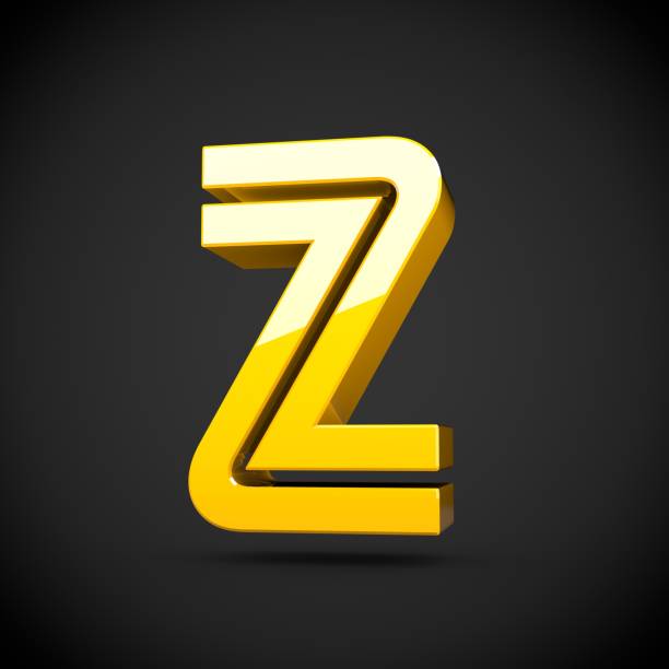 istock Yellow retro letter Z uppercase isolated on black background 688555576