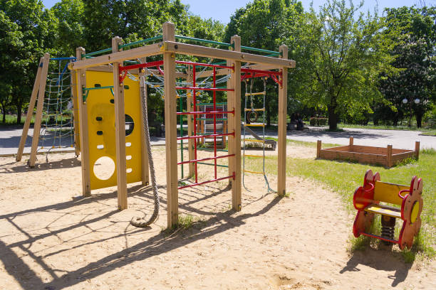 istock Empty playground on a sunny day. City 688556706