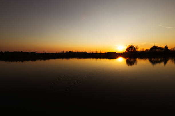 Sunset lake and beautiful scenery landscape concept nature