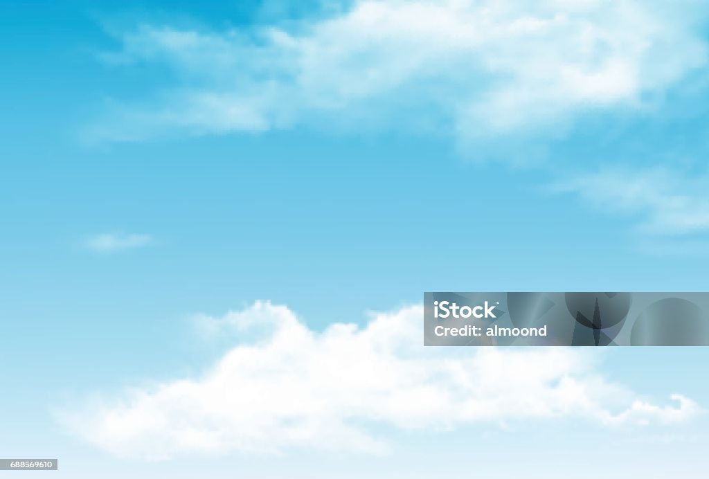 Vector blue sky panorama with transparent clouds. Sky stock vector