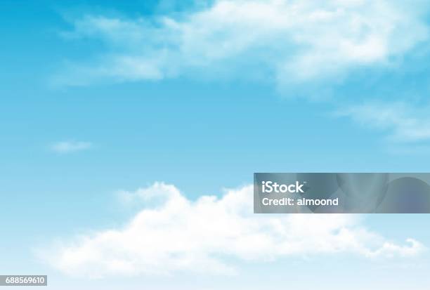 Vector Blue Sky Panorama With Transparent Clouds Stock Illustration - Download Image Now - Sky, Cloud - Sky, Blue