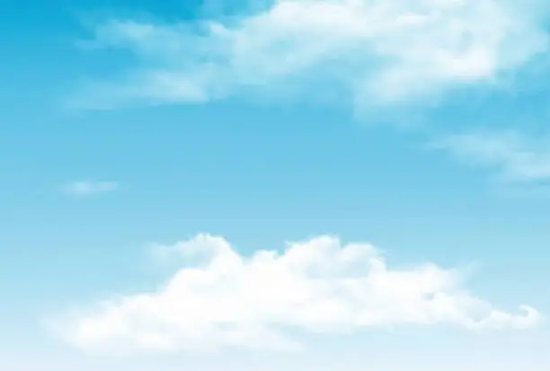 Vector illustration of Vector blue sky panorama with transparent clouds.