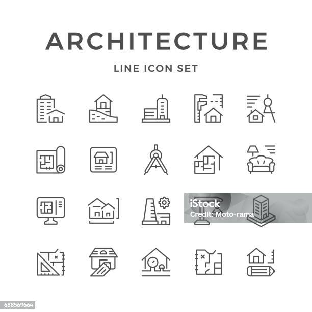 Set Line Icons Of Architecture Stock Illustration - Download Image Now - Icon Symbol, Architecture, Architect