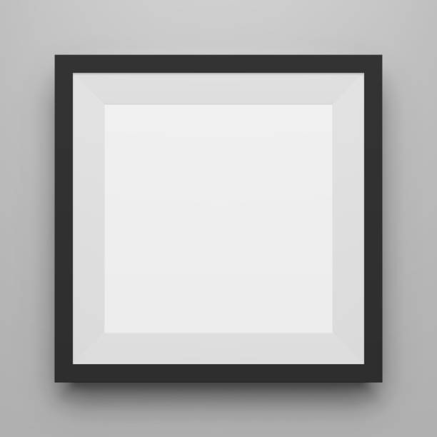 ilustrações, clipart, desenhos animados e ícones de preto quadrado modelo de frame de imagem com sombra - black wall showing light