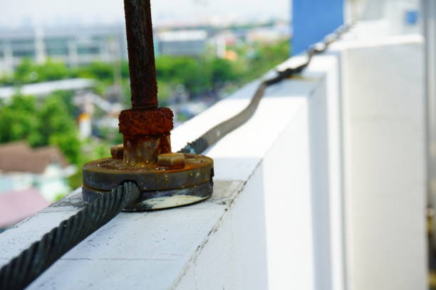 istock Lightning arrester system on the roof for protect sub station 688575962
