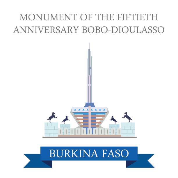 Monument of Fiftieth Anniversary Bobo-Dioulasso in Burkina Faso. Flat cartoon style historic sight showplace attraction web site vector illustration. World countries cities travel Africa collection. Monument of Fiftieth Anniversary Bobo-Dioulasso in Burkina Faso. Flat cartoon style historic sight showplace attraction web site vector illustration. World countries cities travel Africa collection. fiftieth stock illustrations