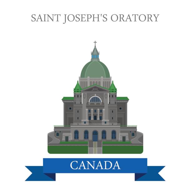 ilustrações de stock, clip art, desenhos animados e ícones de saint joseph oratory in montreal canada. flat cartoon style historic sight showplace attraction web site vector illustration. world countries city vacation travel sightseeing north america collection - oratory