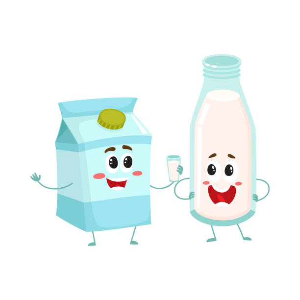 Funny Milk Characters Bottle And Carton Box Smiling Human Faces Stock  Illustration - Download Image Now - iStock
