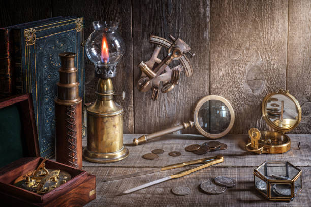 Exploration and nautical theme grunge background.