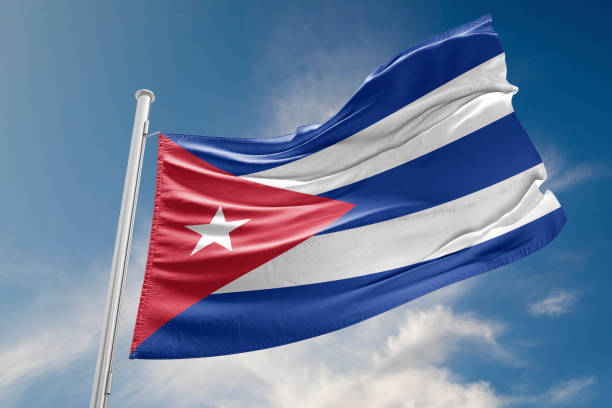 istock Cuba Flag is Waving Against Blue Sky 688582940