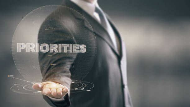 istock Priorities Businessman Holding in Hand New technologies 688592058