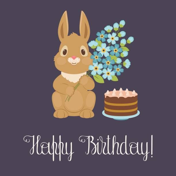 Happy Birthday Card With Bunny Rabbit Stock Illustration