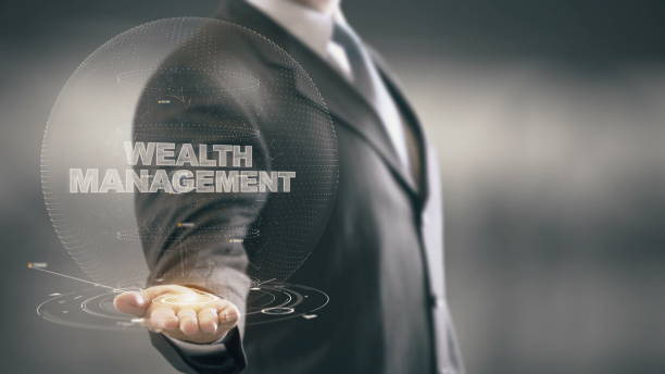 Wealth Management Businessman Holding in Hand New technologies