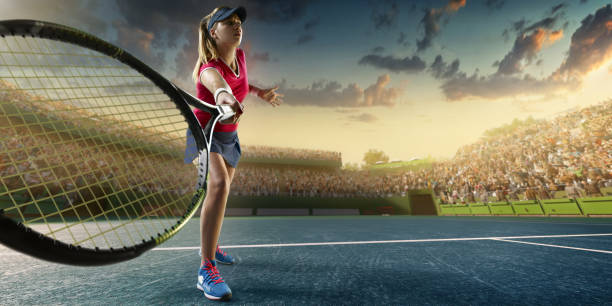 istock Tennis: Female sportsman in action 688593876