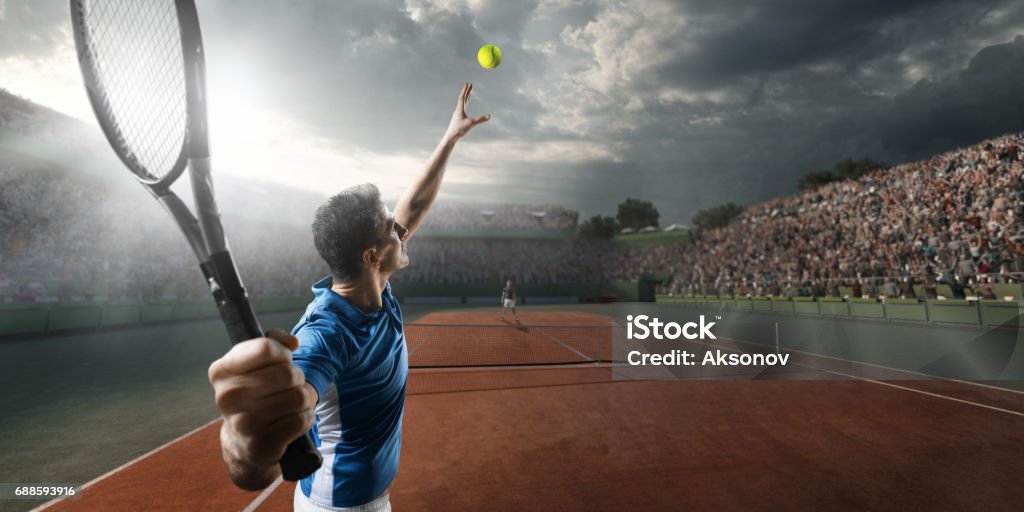 Tennis: Männliche Sportler in Aktion - Lizenzfrei Tennis Stock-Foto
