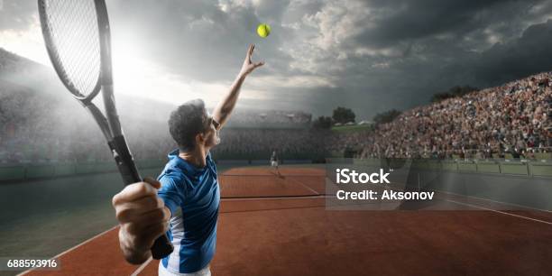 Tennis Männliche Sportler In Aktion Stockfoto und mehr Bilder von Tennis - Tennis, Spielfeld, Spielen