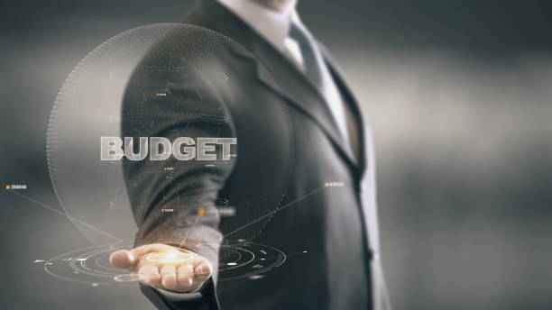 istock Budget with hologram businessman concept 688593954