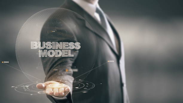 istock Business Model with hologram businessman concept 688594154