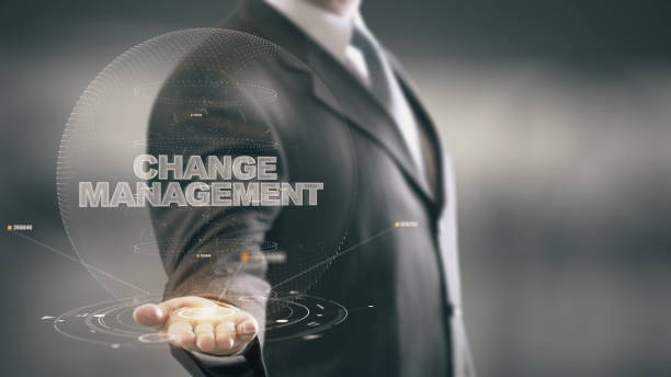 istock Change Management with hologram businessman concept 688594532