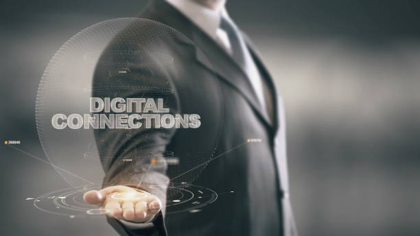 istock Digital Connections with hologram businessman concept 688594982