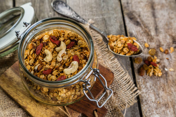 istock Granola in glass jar 688595462