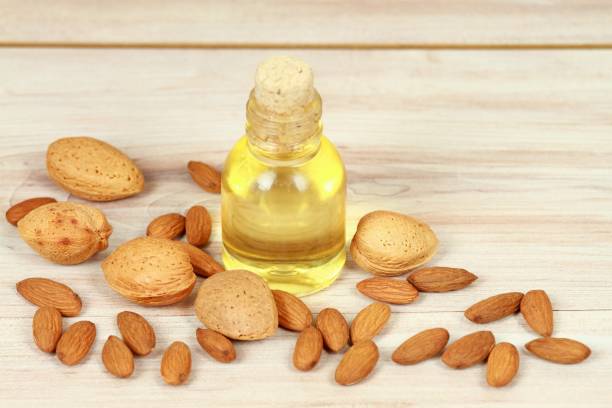 istock Organic almond oil in a bottle 688602136