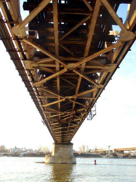istock look under the mesh structure of the old railway bridge 688603440