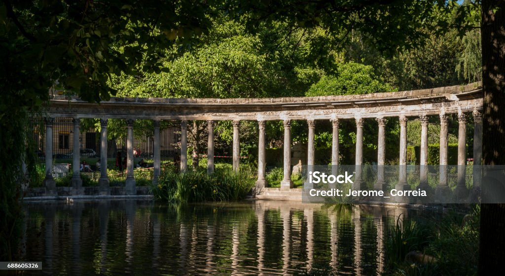 Ruins in Monceau Park Ruins in Parc Monceau Formal Garden Stock Photo