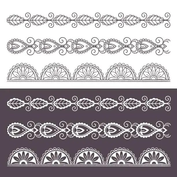 Vector illustration of Ornamental seamless borders set