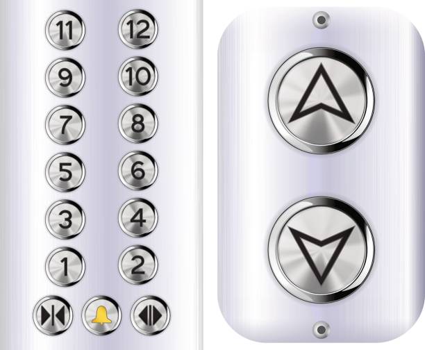 Elevator buttons. Elevator buttons. Vector illustration isolated on white background. button sewing item stock illustrations