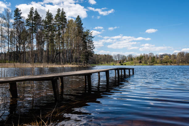 istock reflection of clouds in the lake with boardwalk 688658738