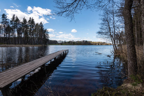 istock reflection of clouds in the lake with boardwalk 688658872