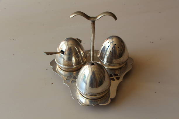 istock Saltcellar, pepper pot and mustard pot in pewter 688658976
