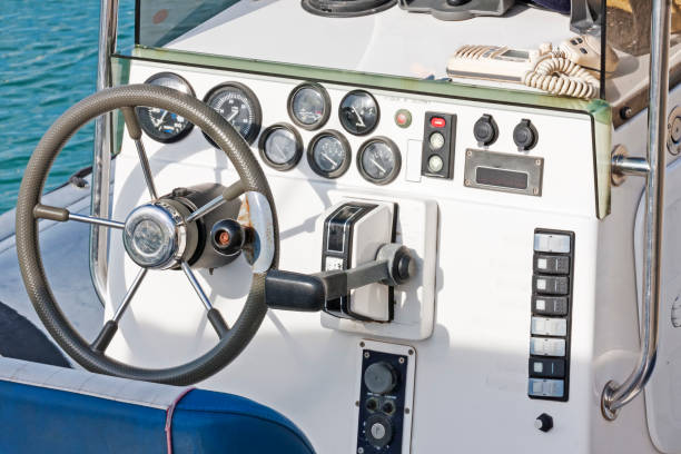 istock Well equipped dashboard in the pleasure boat 688681610