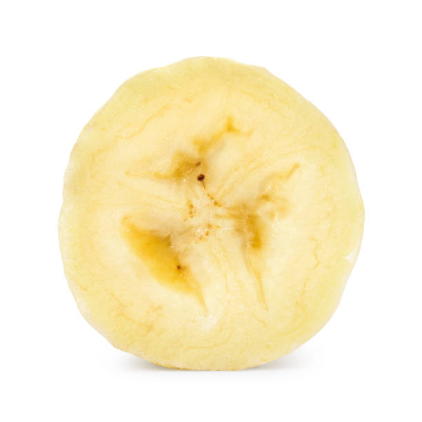 Banana slice isolated on white background. With clipping path.