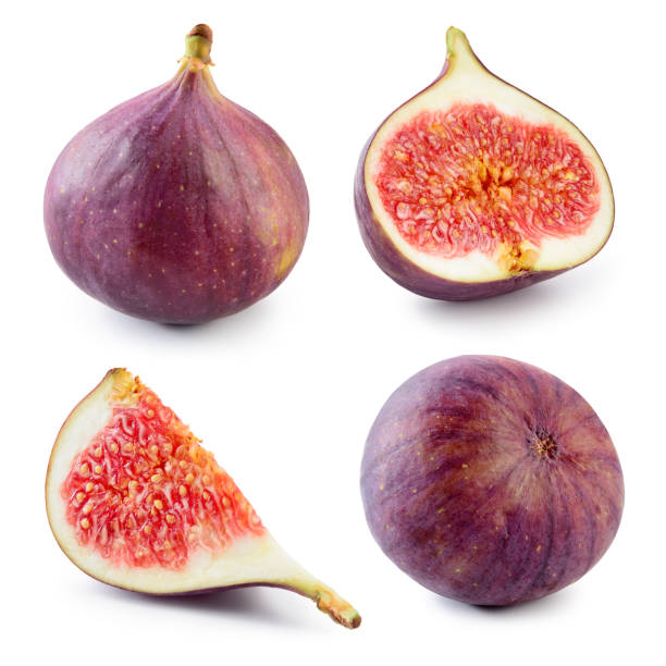 istock Fresh fig. Fruit with half and quarter isolated on white background. Collection. 688734082