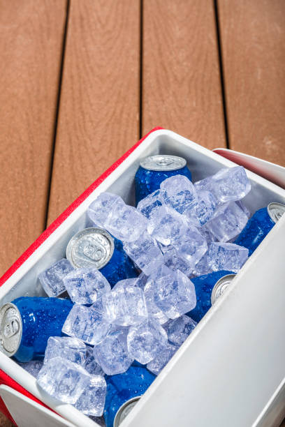 istock Cooler full of ice cold drinks cans 688745114
