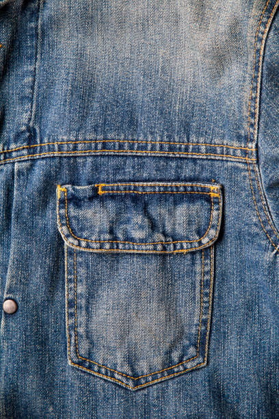 istock vintage blue denim jacket pocket,fabric texture 688745456