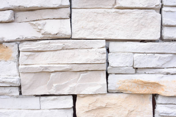 istock Background and texture of  modern style decorative white stone wall surface. 688745680