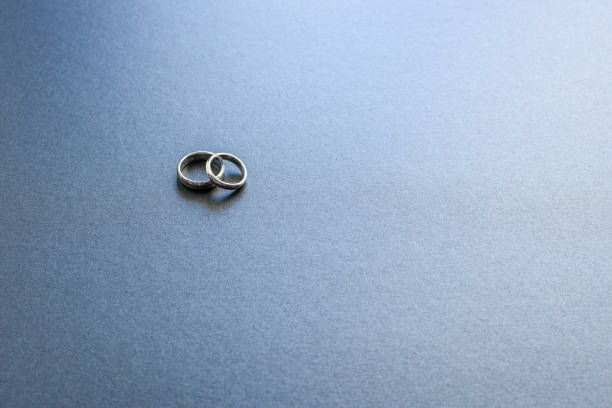 istock A pair of wedding bands rings isolated on grey background. 688745704