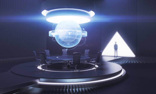 istock Dark meeting room with male shadow 688748644