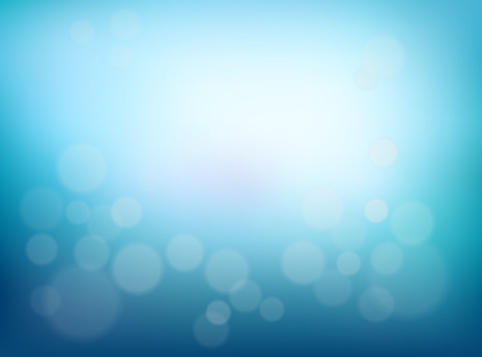Abstract Blurred background. Blue gradient backdrop with bokeh effect and a sunlight. Poster water backdrop. Vector