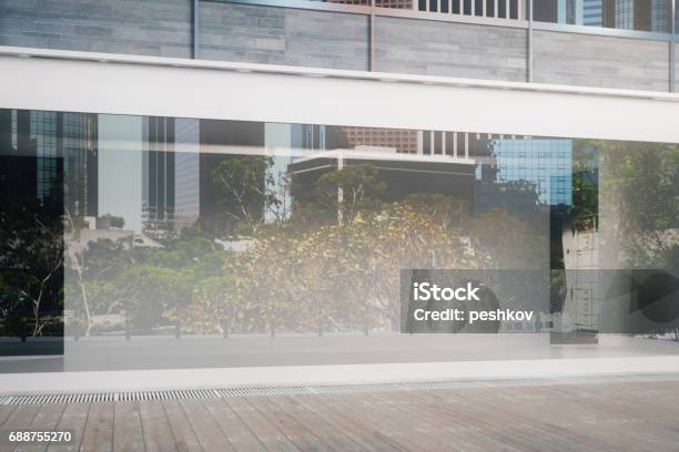 Empty Glass Storefront Closeup Stock Photo - Download Image Now - Store Window, Boutique, Store