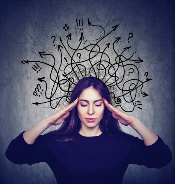 istock Stressed woman has too many thoughts 688777544