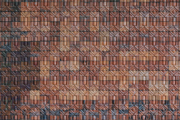 背景のための美しい正方形のレンガのテクスチャ。 - roof tile nature stack pattern ストックフォトと画像