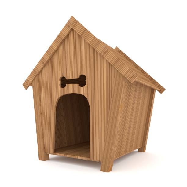 istock dog wood house on isolated white in 3D rendering 688808978
