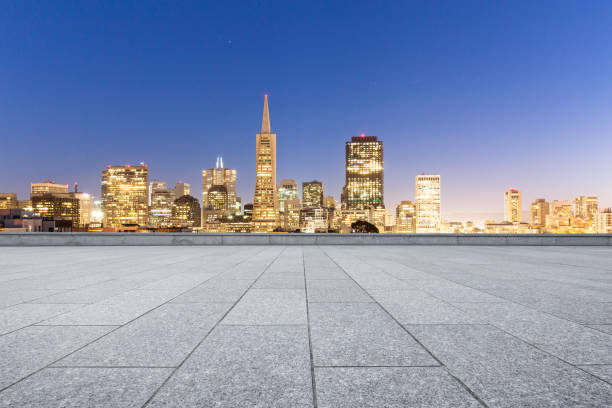 istock empty floor with modern buildings in modern city 688812164