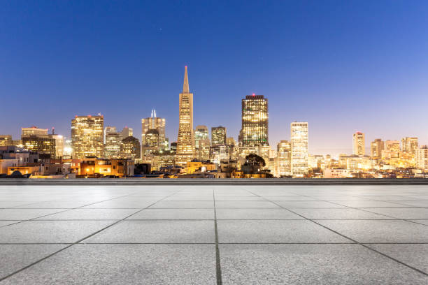 istock empty floor with modern buildings in modern city 688815750